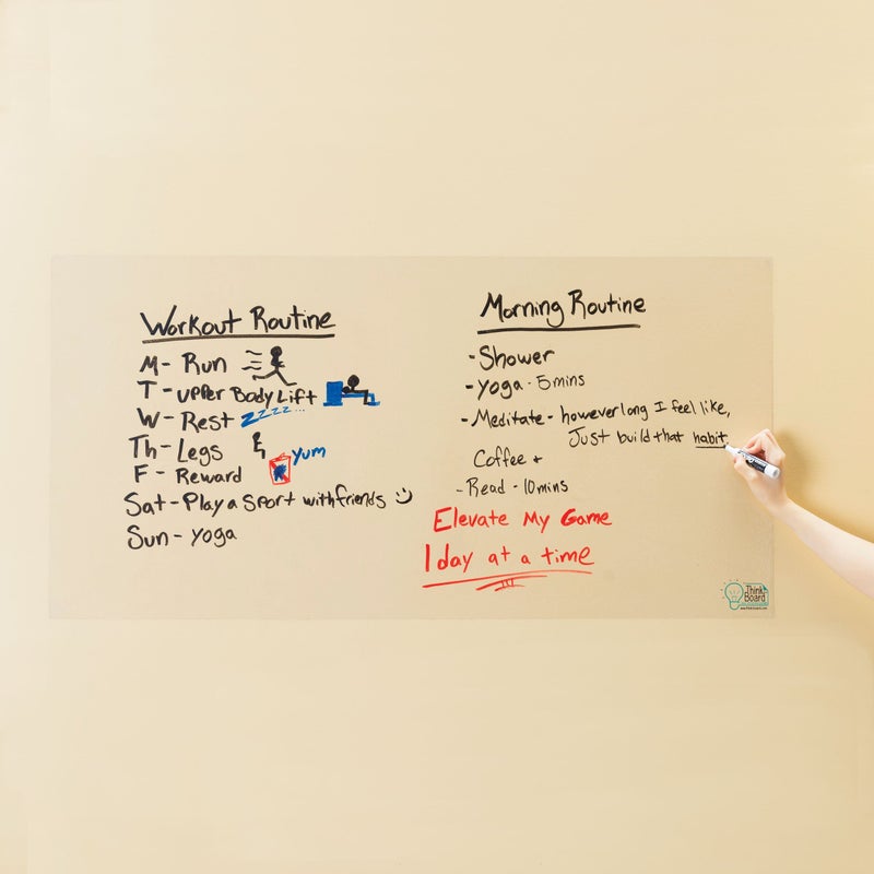 Think Board Clear Whiteboard Wall Sticker 24"x48" â€“ Self-Adhesive Transparent Dry Erase Surface â€“ Removable Message Board for Home, Office & Dorms â€“ Great for Planning, Brainstorming & Organization - Image 1